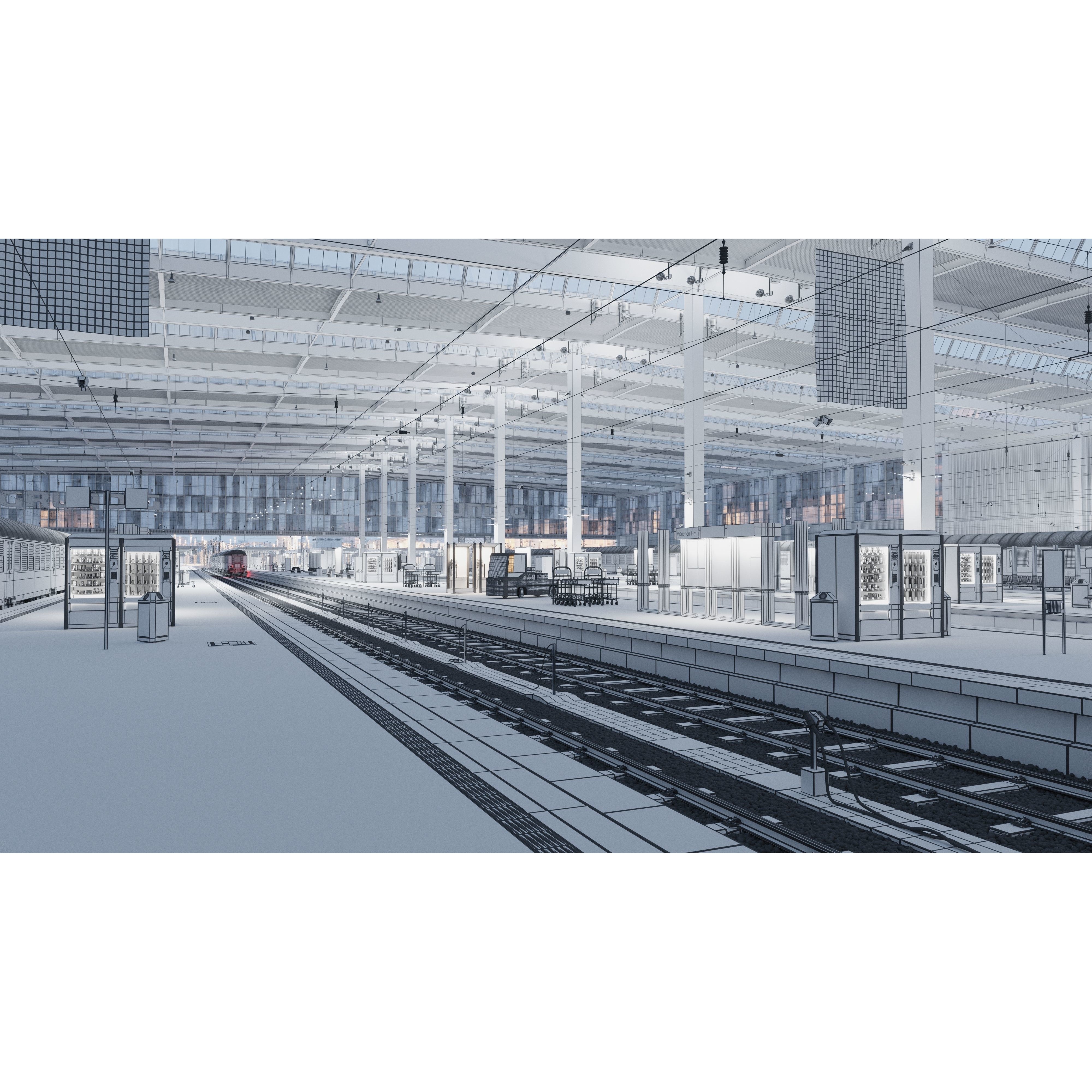 Munich Central Train Station - High-Detail 3D Model - View 4