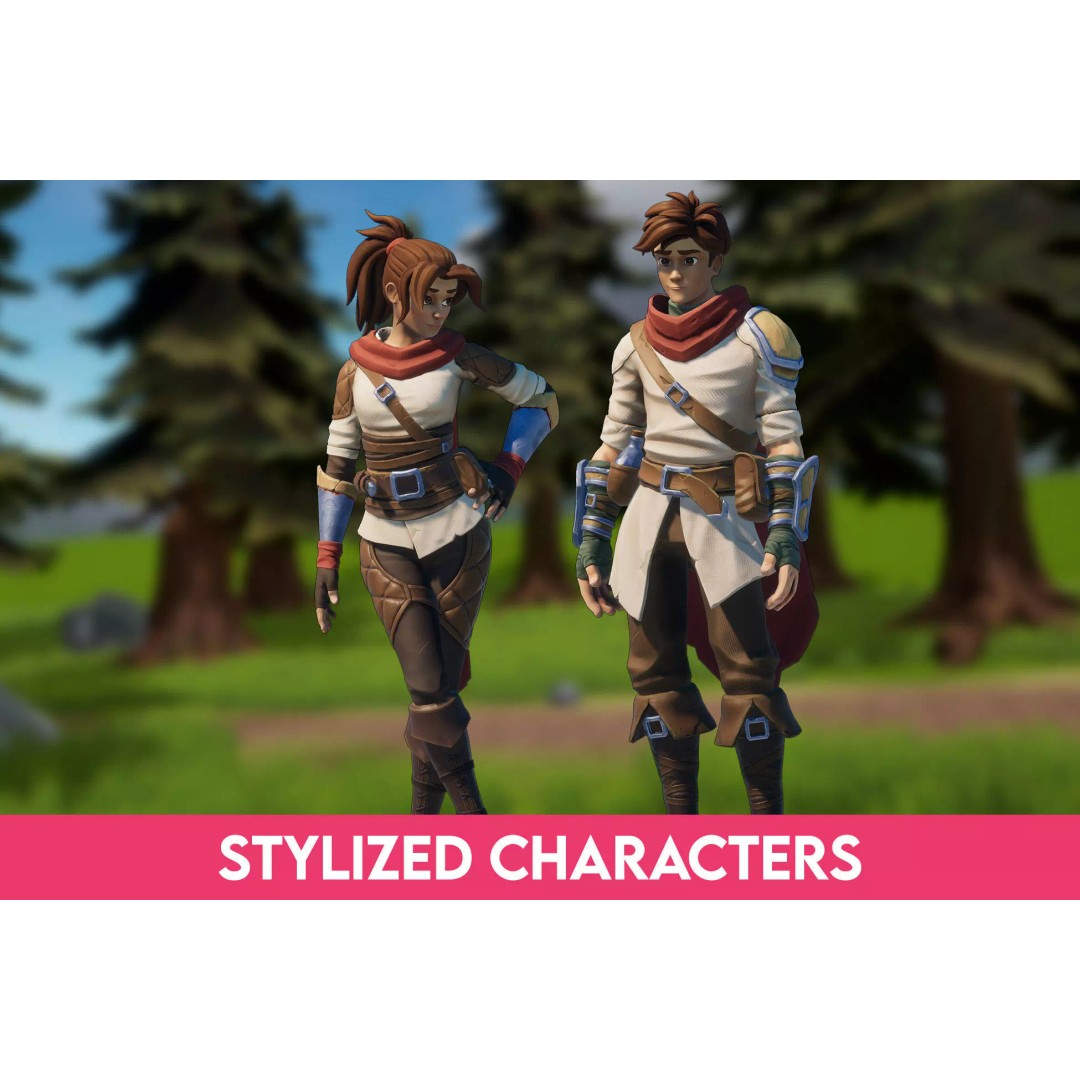 Stylized Fantasy Characters 3D Model – Low Poly, Rigged, FBX - View 2