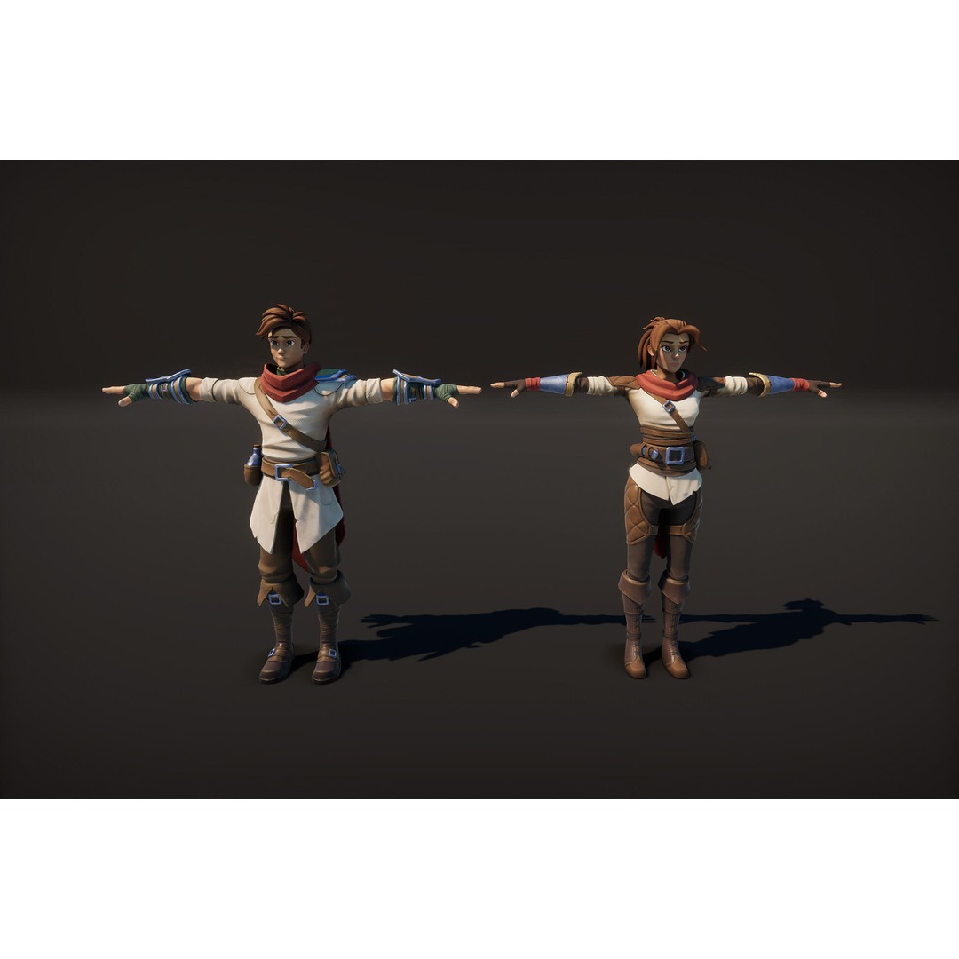 Stylized Fantasy Characters 3D Model – Low Poly, Rigged, FBX - View 3