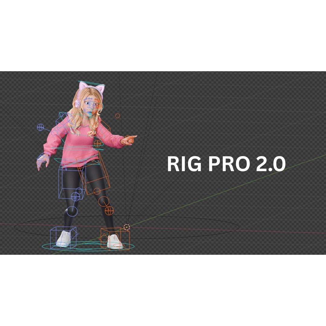 Gamer Girl 3D Model – Rigged Cartoon Character for Animation, FBX - View 14