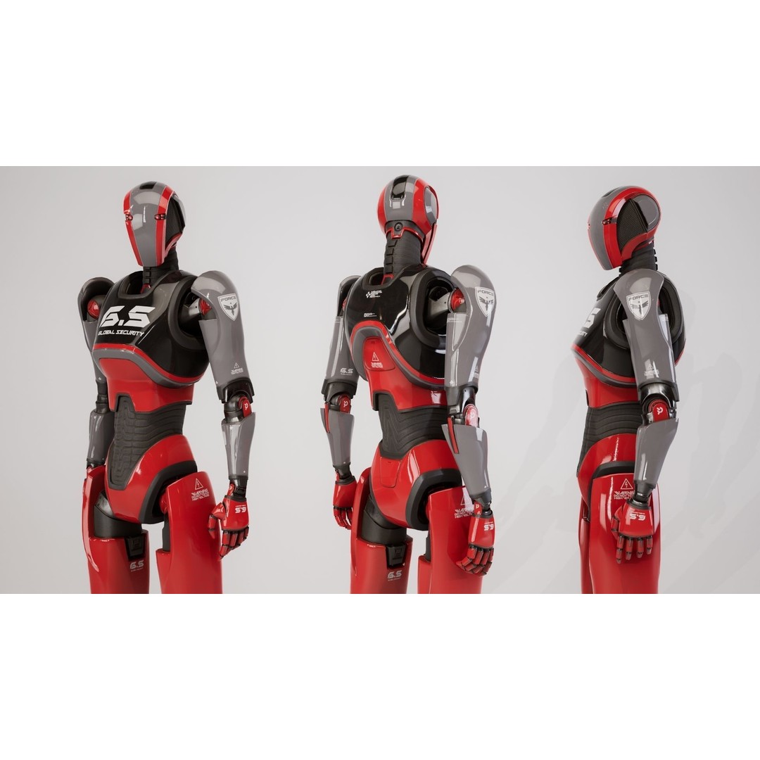 Robot 3D Model – Low Poly Sci-Fi Character, Rigged, FBX - View 10