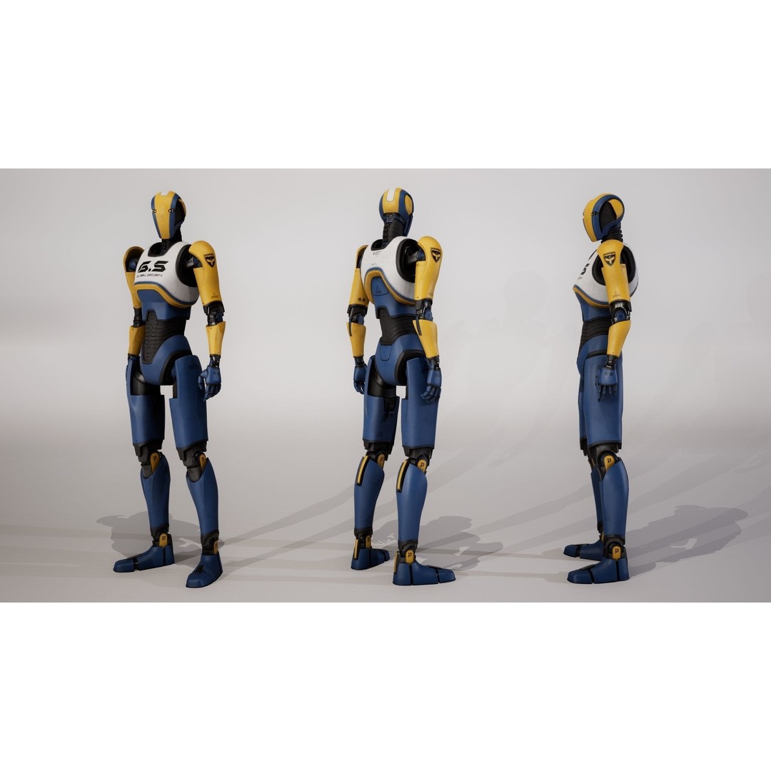Robot 3D Model – Low Poly Sci-Fi Character, Rigged, FBX - View 11