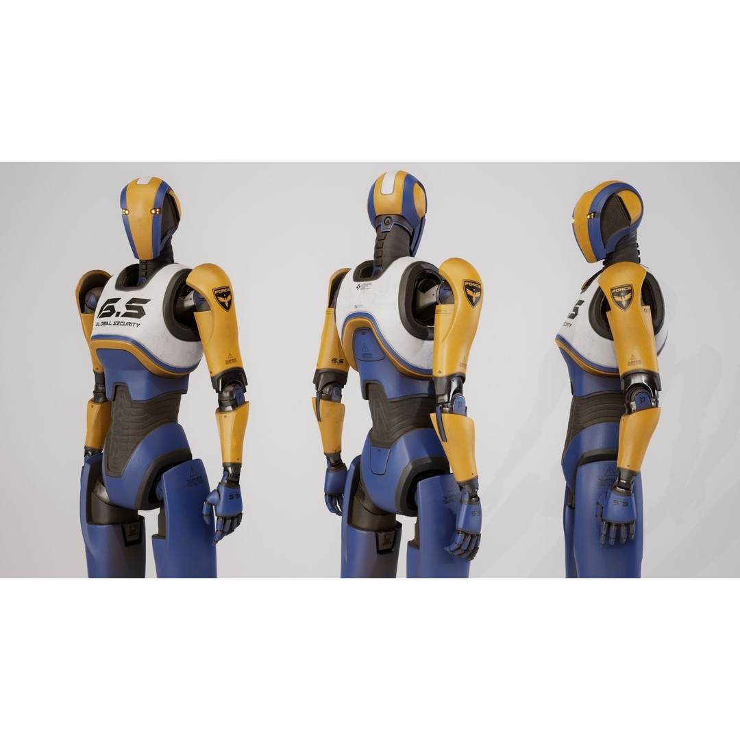 Robot 3D Model – Low Poly Sci-Fi Character, Rigged, FBX - View 12
