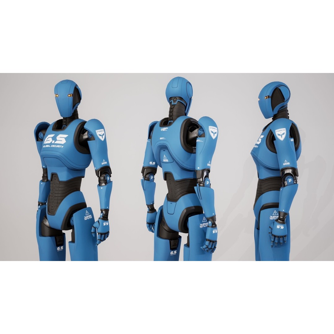 Robot 3D Model – Low Poly Sci-Fi Character, Rigged, FBX - View 14