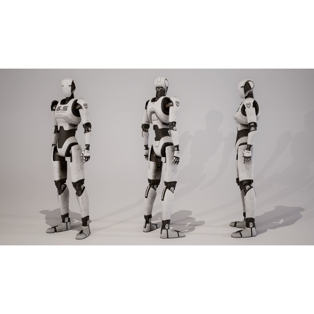 Robot 3D Model – Low Poly Sci-Fi Character, Rigged, FBX - View 15