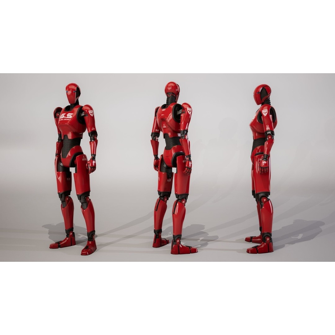 Robot 3D Model – Low Poly Sci-Fi Character, Rigged, FBX - View 18