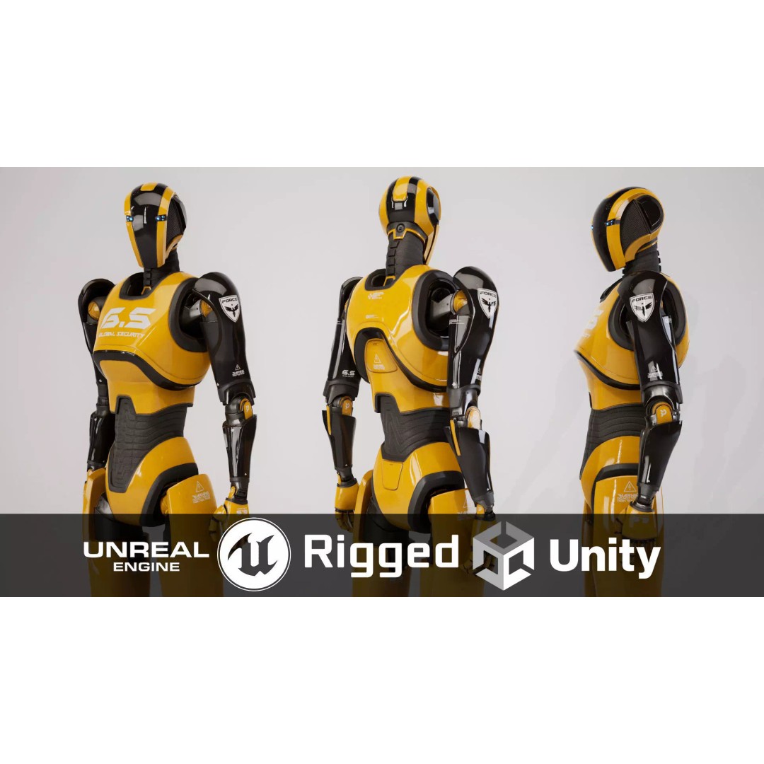 Robot 3D Model – Low Poly Sci-Fi Character, Rigged, FBX - View 2