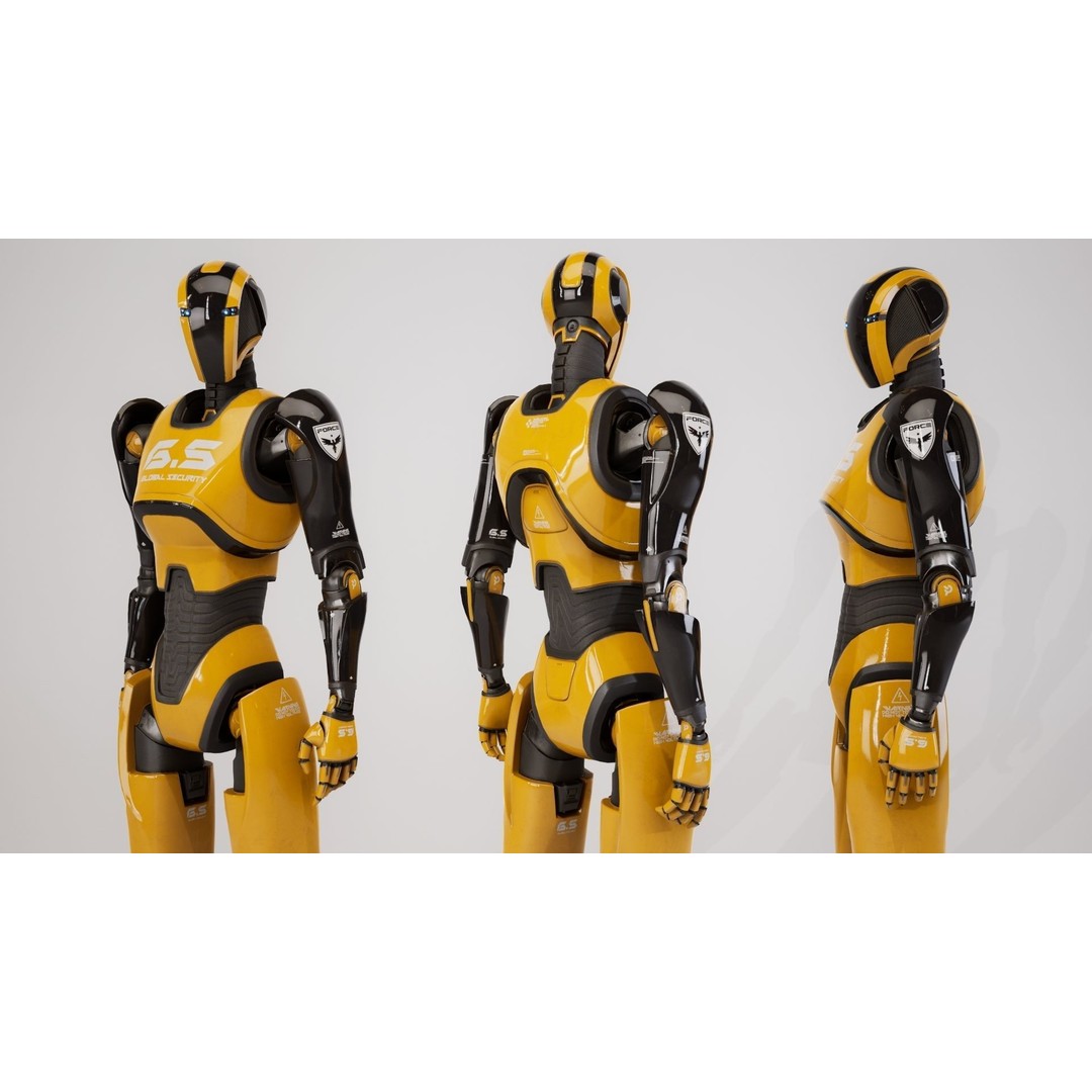 Robot 3D Model – Low Poly Sci-Fi Character, Rigged, FBX - View 4