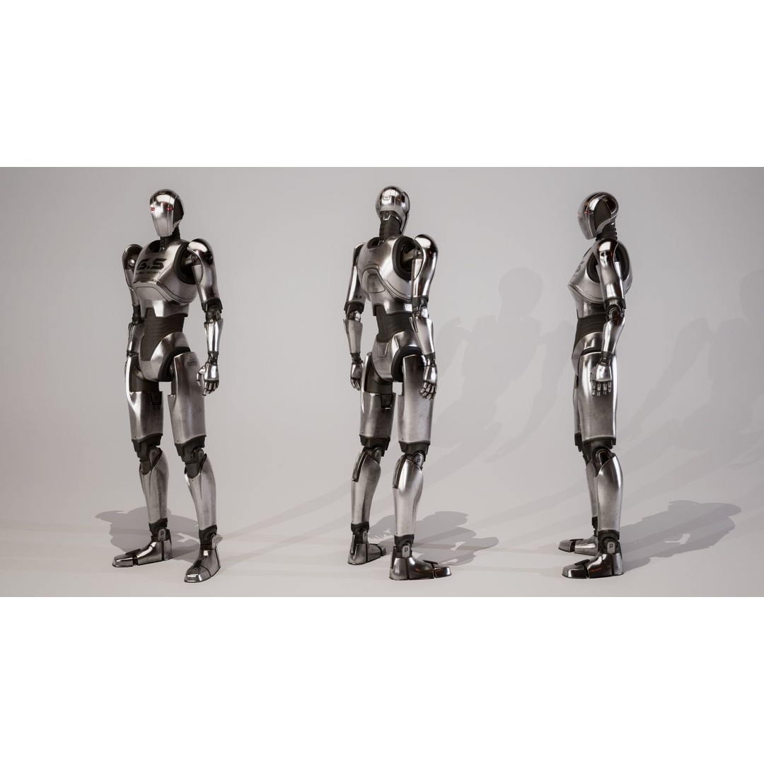 Robot 3D Model – Low Poly Sci-Fi Character, Rigged, FBX - View 7
