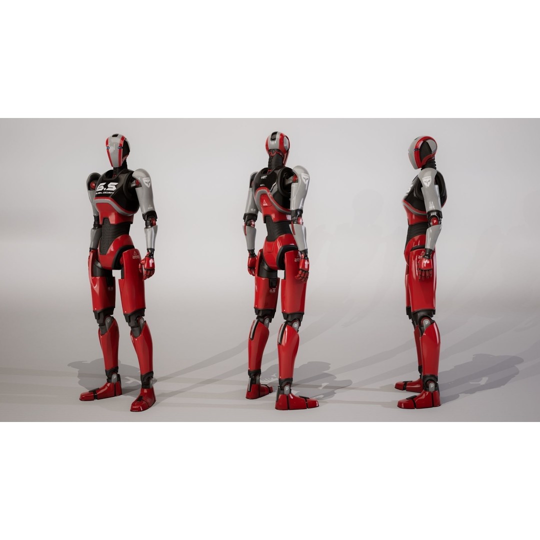 Robot 3D Model – Low Poly Sci-Fi Character, Rigged, FBX - View 9