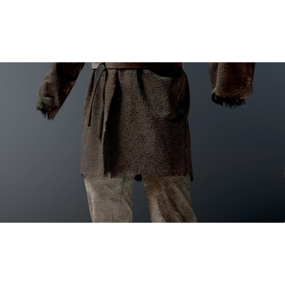 Medieval Farmer 3D Model – High Poly Character with Tools, FBX, Blender - View 11
