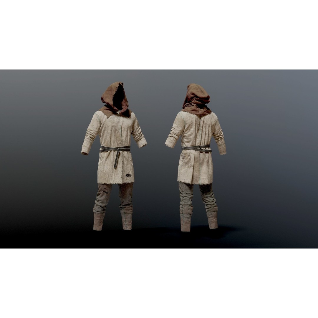 Medieval Farmer 3D Model – High Poly Character with Tools, FBX, Blender - View 15
