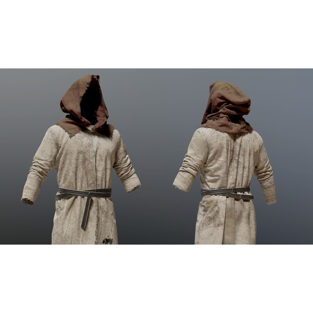 Medieval Farmer 3D Model – High Poly Character with Tools, FBX, Blender - View 16