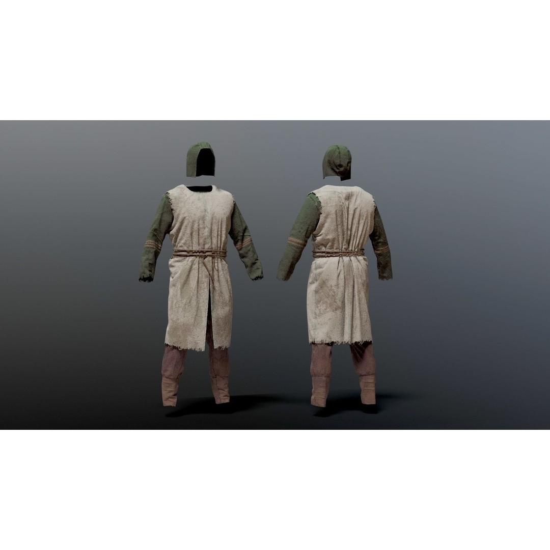 Medieval Farmer 3D Model – High Poly Character with Tools, FBX, Blender - View 26