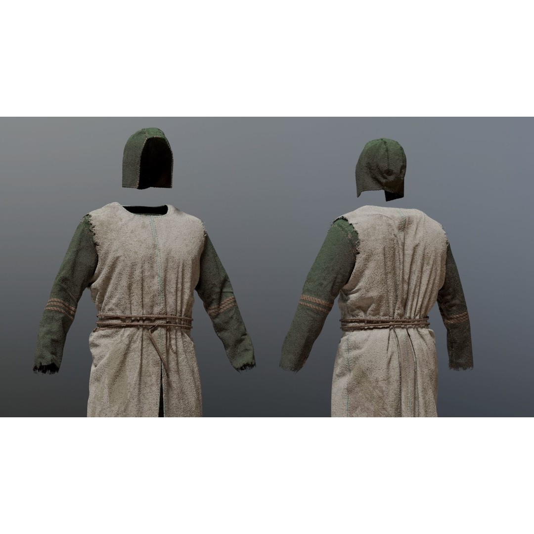 Medieval Farmer 3D Model – High Poly Character with Tools, FBX, Blender - View 27