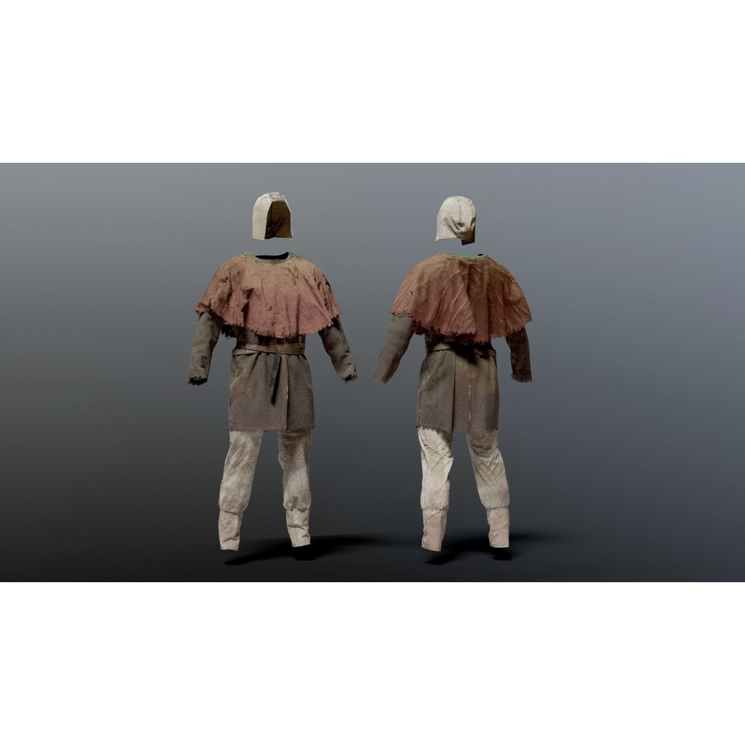 Medieval Farmer 3D Model – High Poly Character with Tools, FBX, Blender - View 4