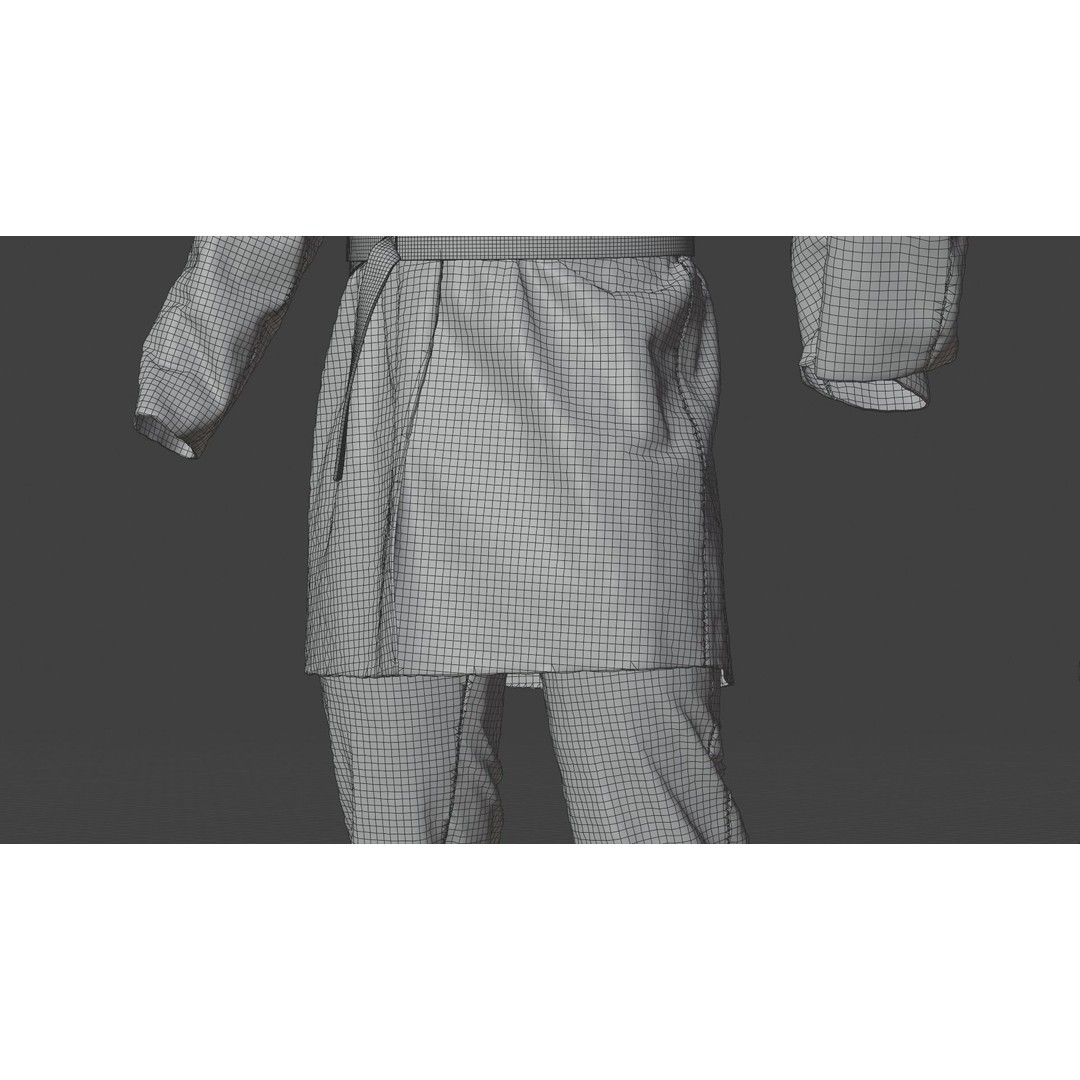 Medieval Farmer 3D Model – High Poly Character with Tools, FBX, Blender - View 42