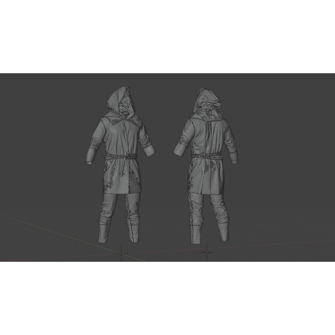 Medieval Farmer 3D Model – High Poly Character with Tools, FBX, Blender - View 44