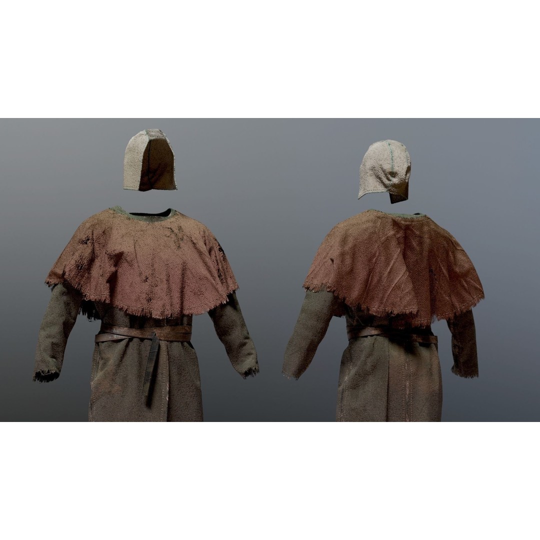 Medieval Farmer 3D Model – High Poly Character with Tools, FBX, Blender - View 5