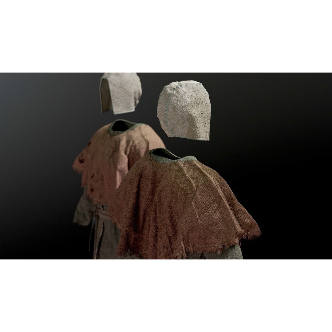 Medieval Farmer 3D Model – High Poly Character with Tools, FBX, Blender - View 7
