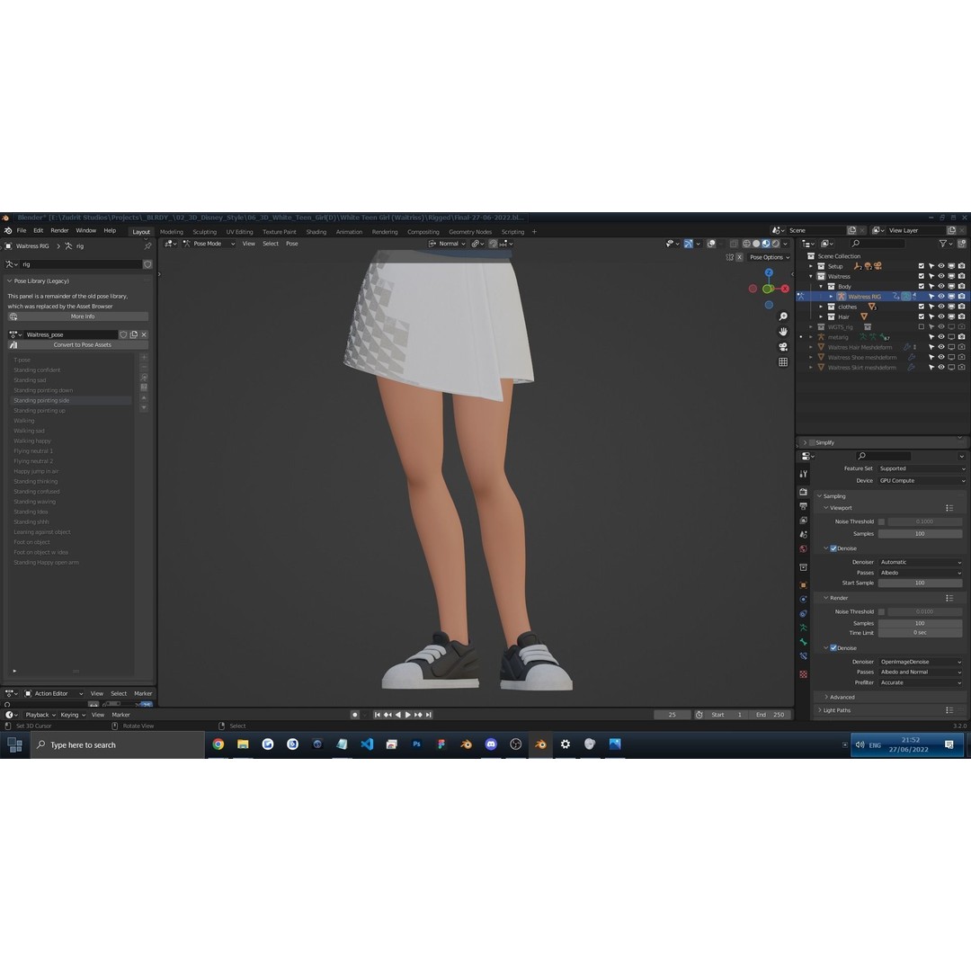 Cartoon White Woman 3D Model – Rigged Low-Poly Character for Animation - View 11