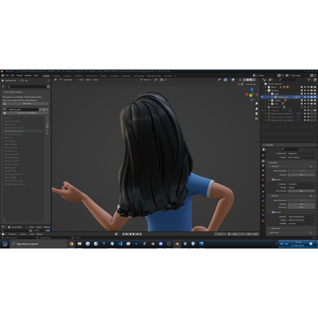 Cartoon White Woman 3D Model – Rigged Low-Poly Character for Animation - View 12