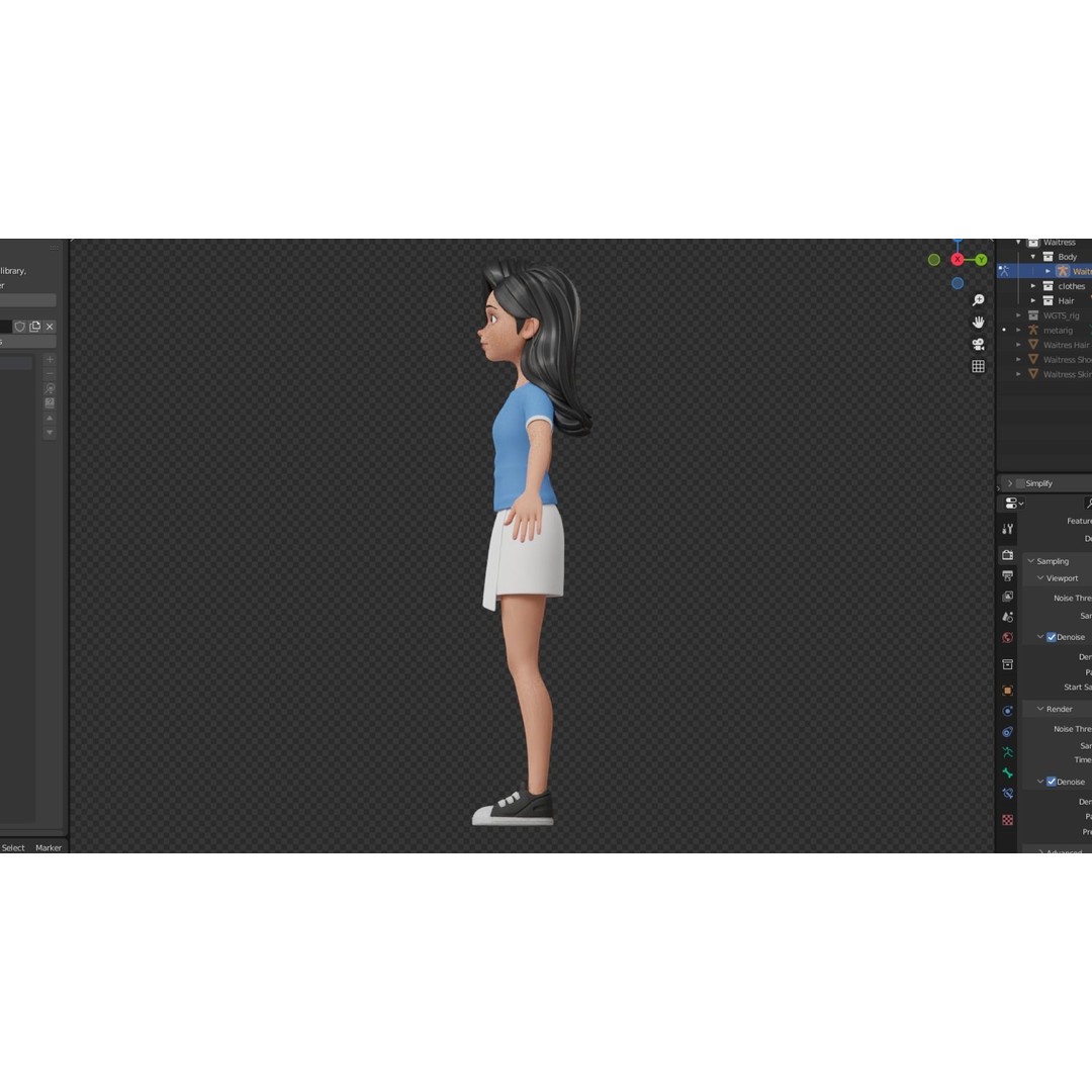 Cartoon White Woman 3D Model – Rigged Low-Poly Character for Animation - View 17