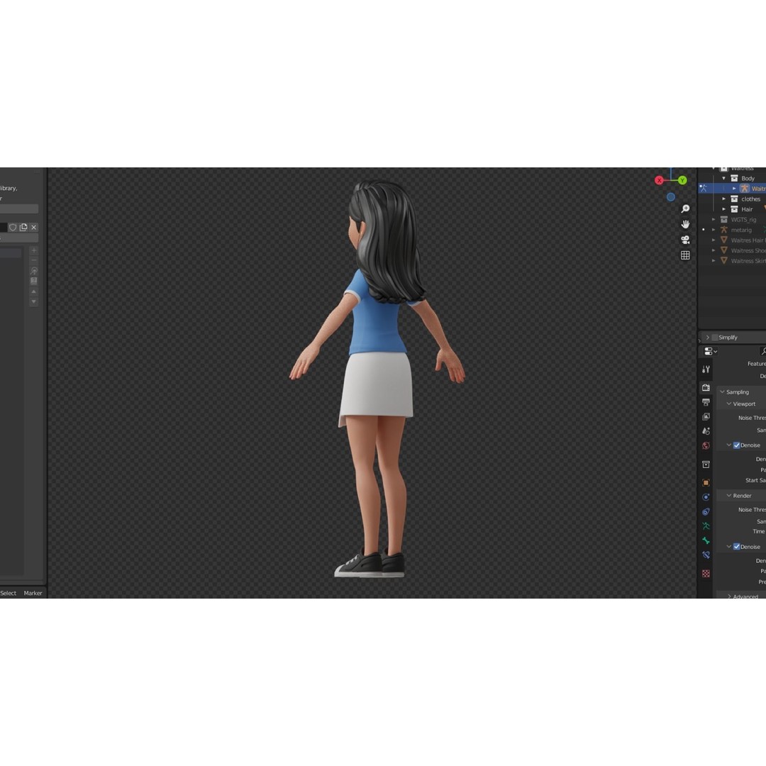 Cartoon White Woman 3D Model – Rigged Low-Poly Character for Animation - View 18