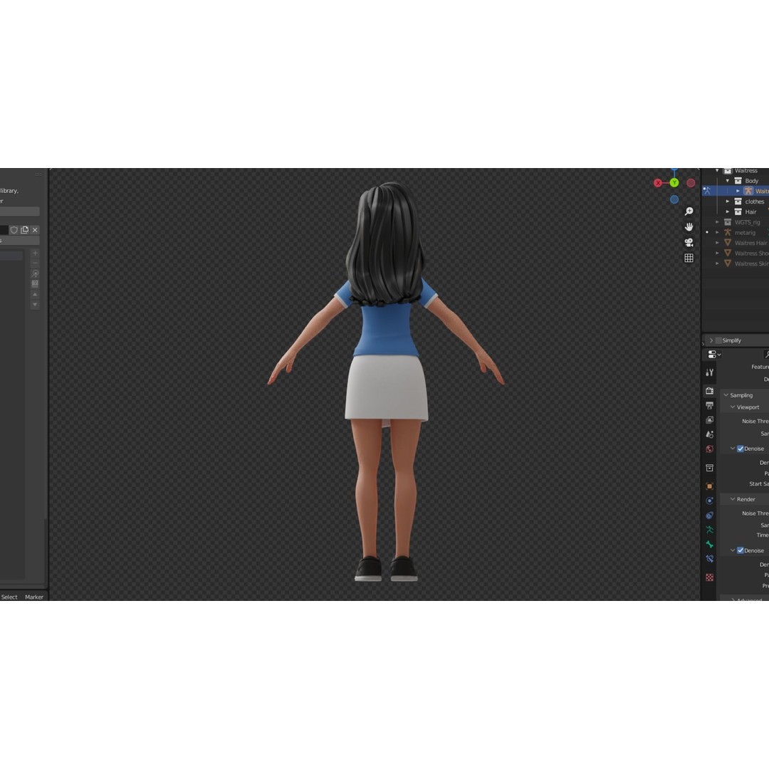 Cartoon White Woman 3D Model – Rigged Low-Poly Character for Animation - View 20