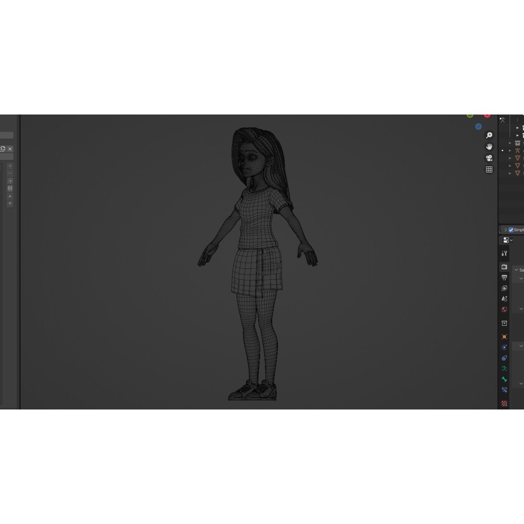 Cartoon White Woman 3D Model – Rigged Low-Poly Character for Animation - View 23