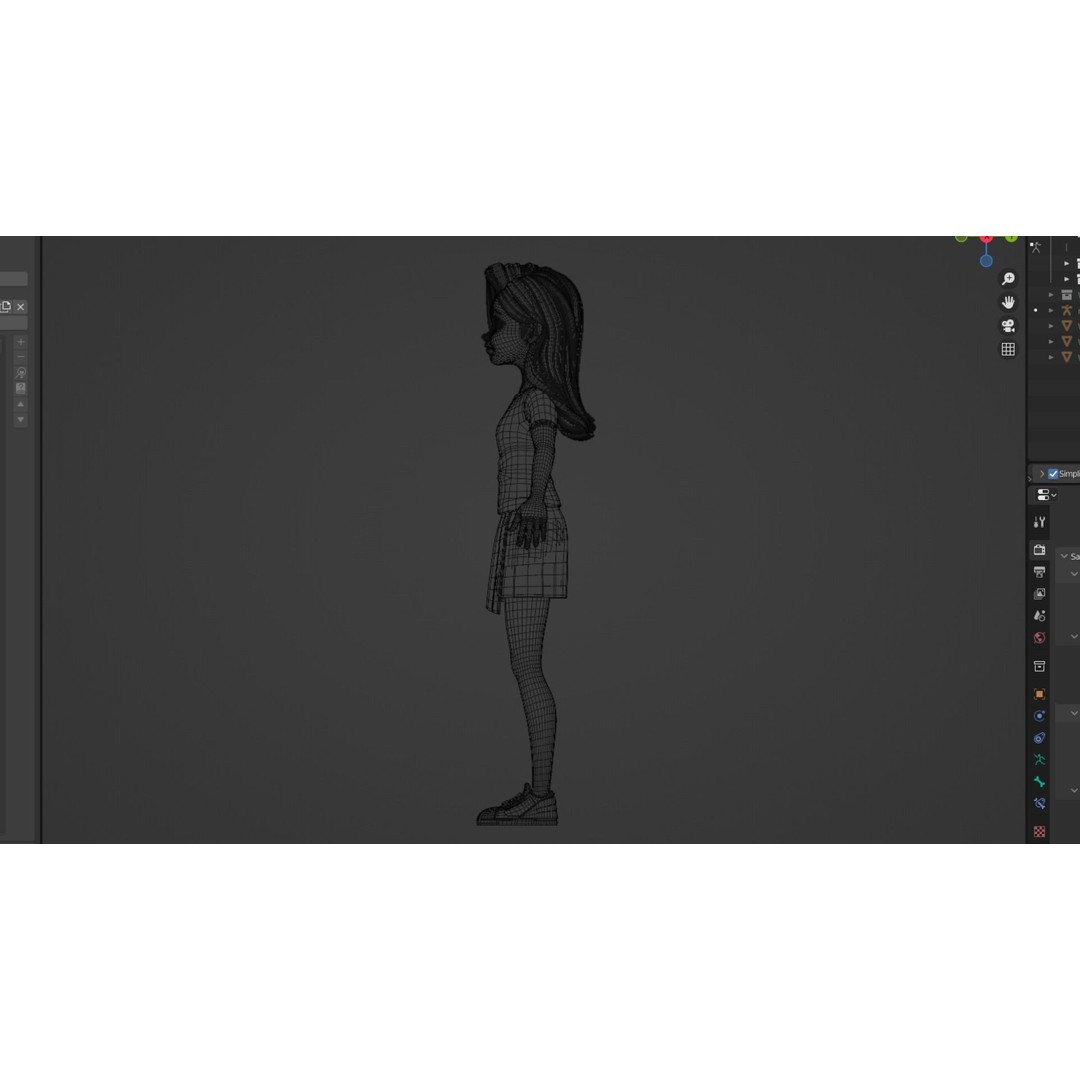 Cartoon White Woman 3D Model – Rigged Low-Poly Character for Animation - View 24