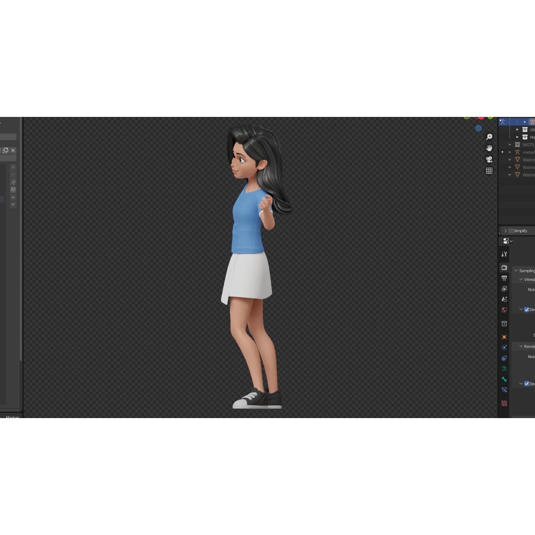Cartoon White Woman 3D Model – Rigged Low-Poly Character for Animation - View 33