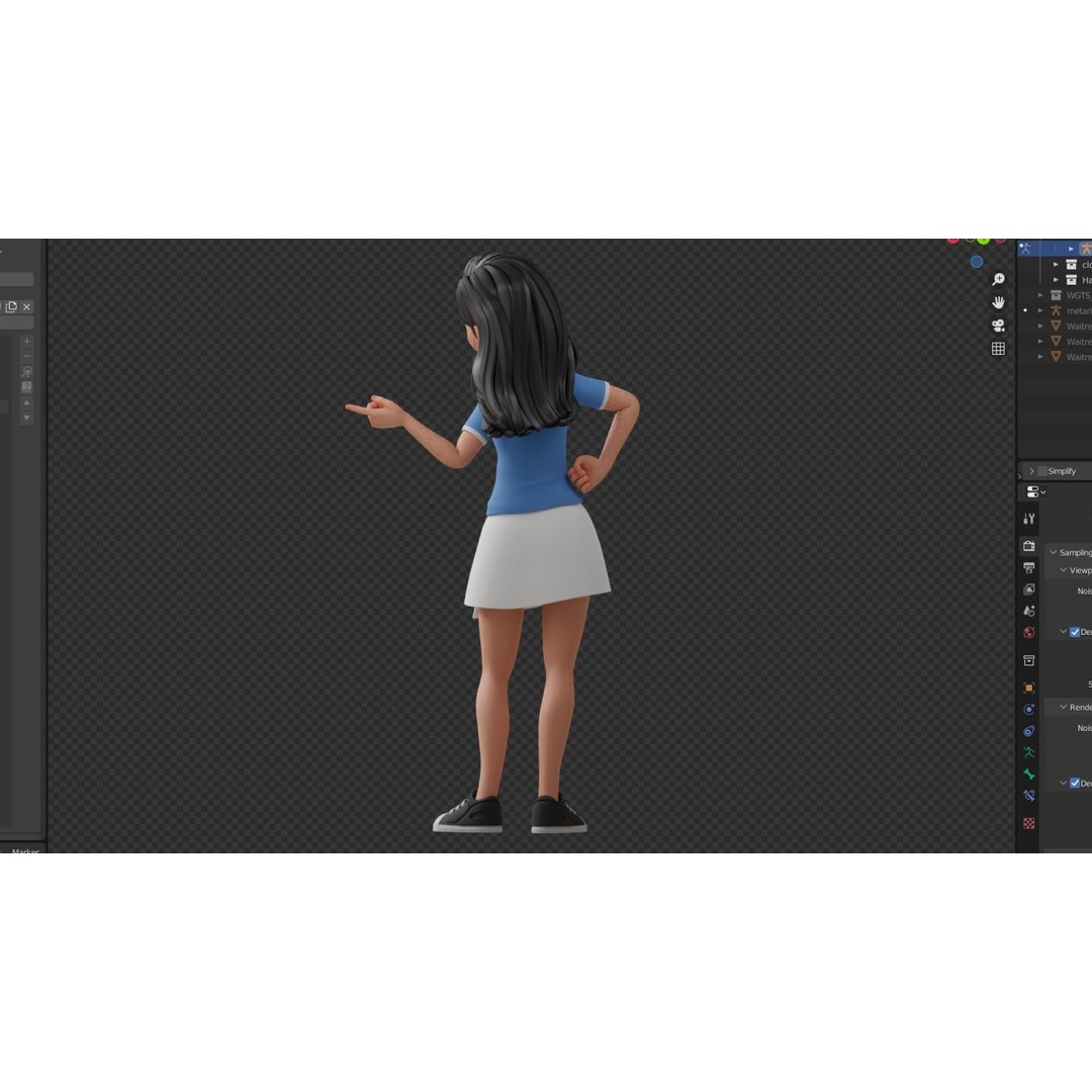 Cartoon White Woman 3D Model – Rigged Low-Poly Character for Animation - View 34