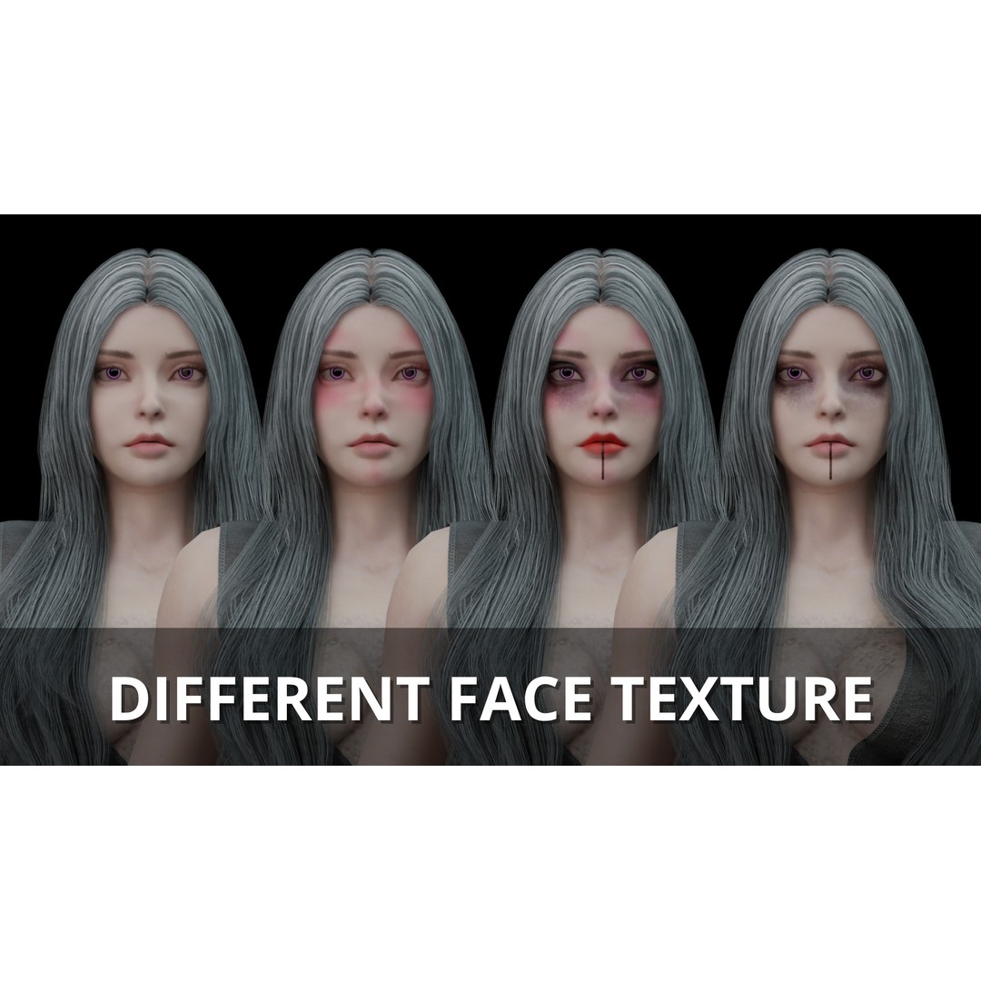Skull Witch 3D Model – Low Poly Game Ready Character, FBX - View 14