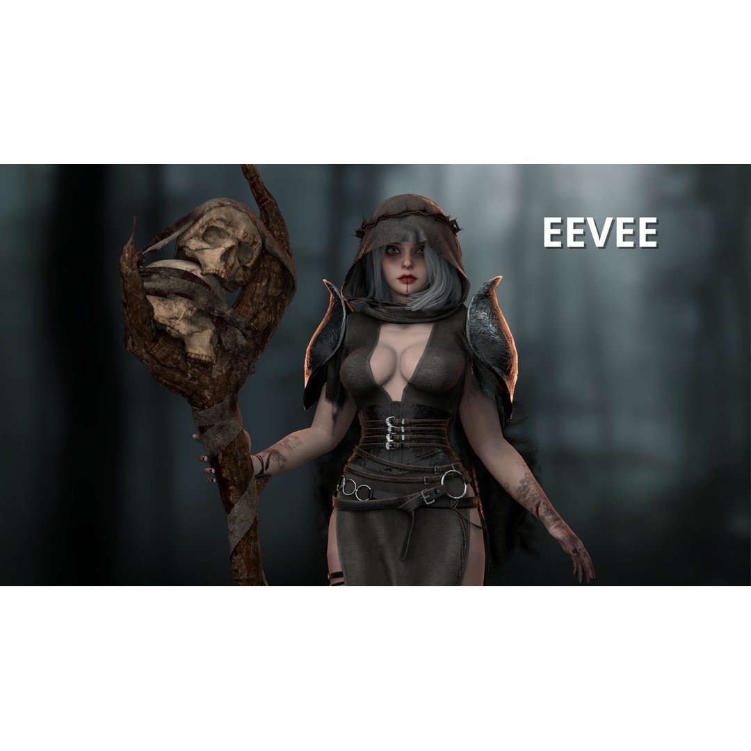 Skull Witch 3D Model – Low Poly Game Ready Character, FBX - View 16