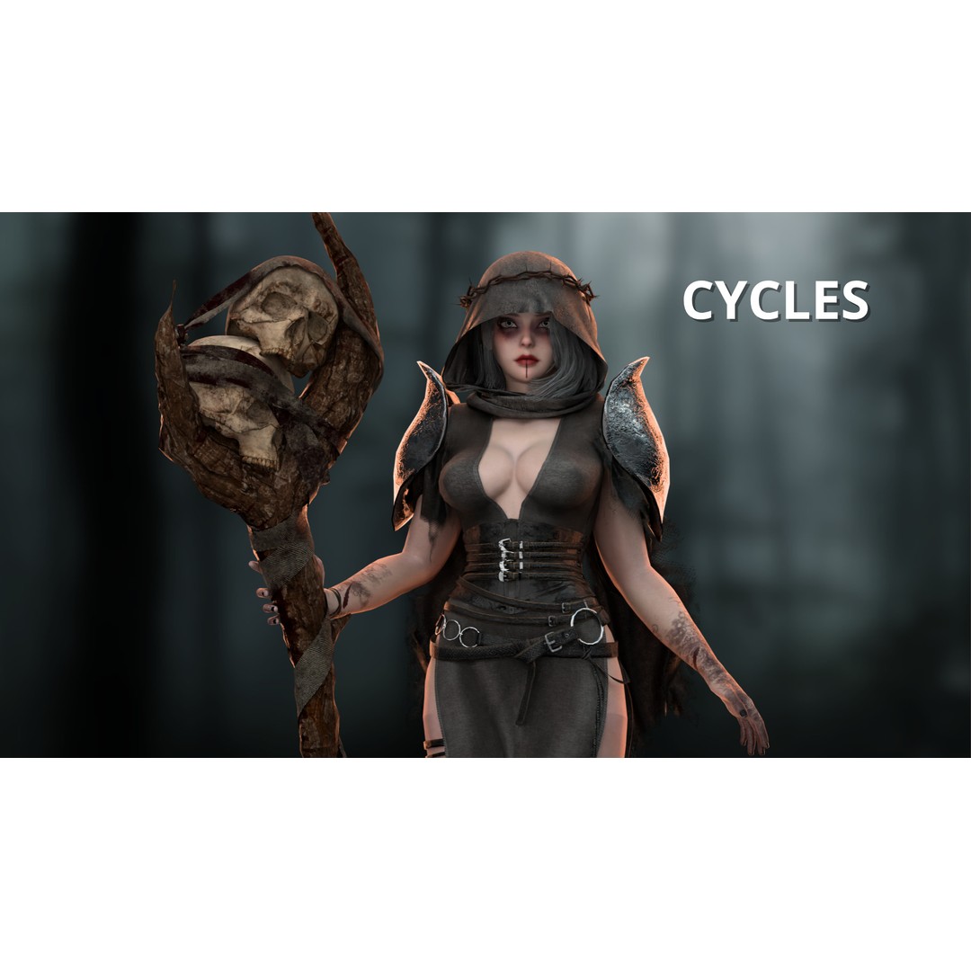 Skull Witch 3D Model – Low Poly Game Ready Character, FBX - View 17