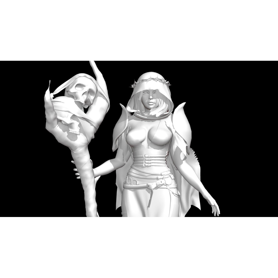 Skull Witch 3D Model – Low Poly Game Ready Character, FBX - View 18