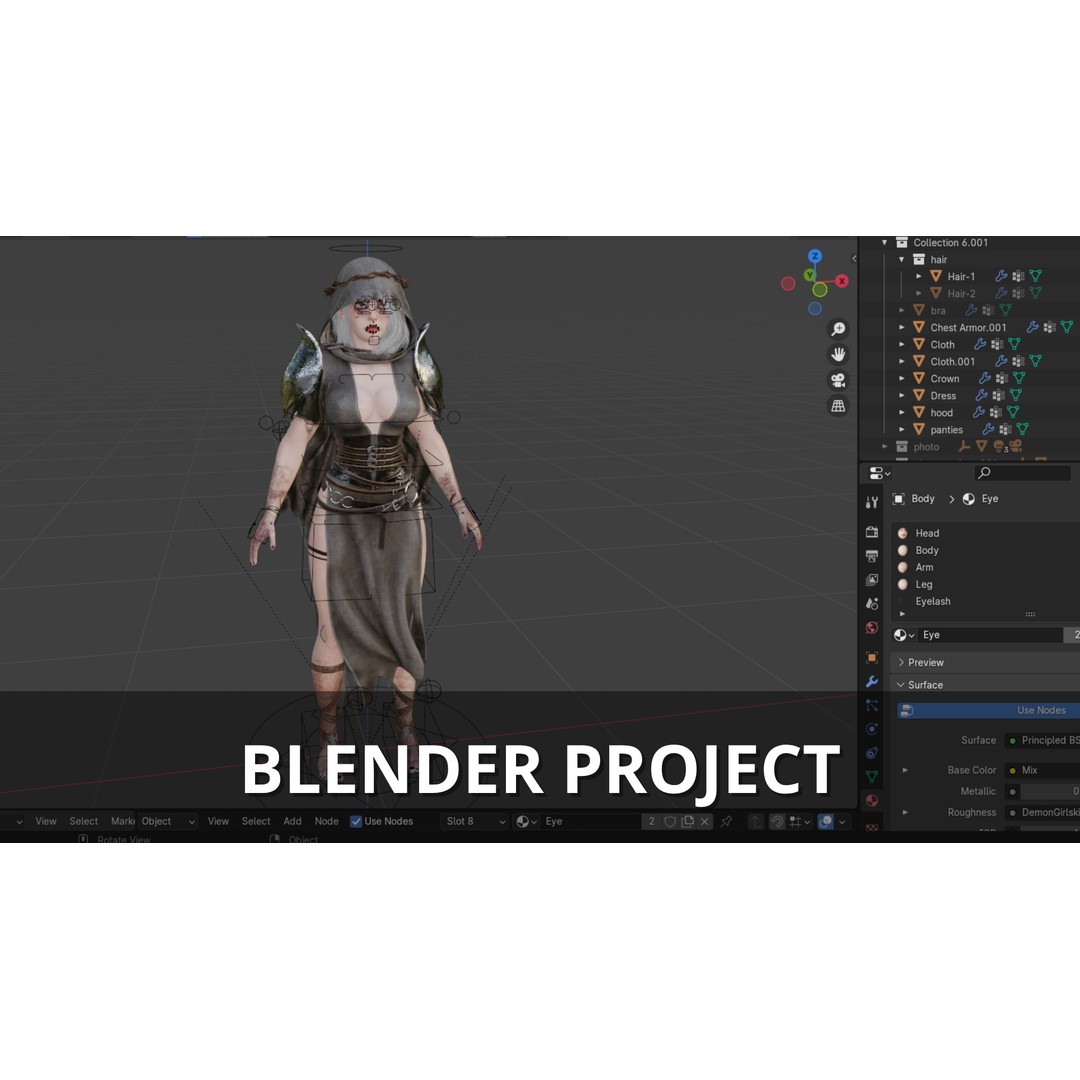 Skull Witch 3D Model – Low Poly Game Ready Character, FBX - View 20