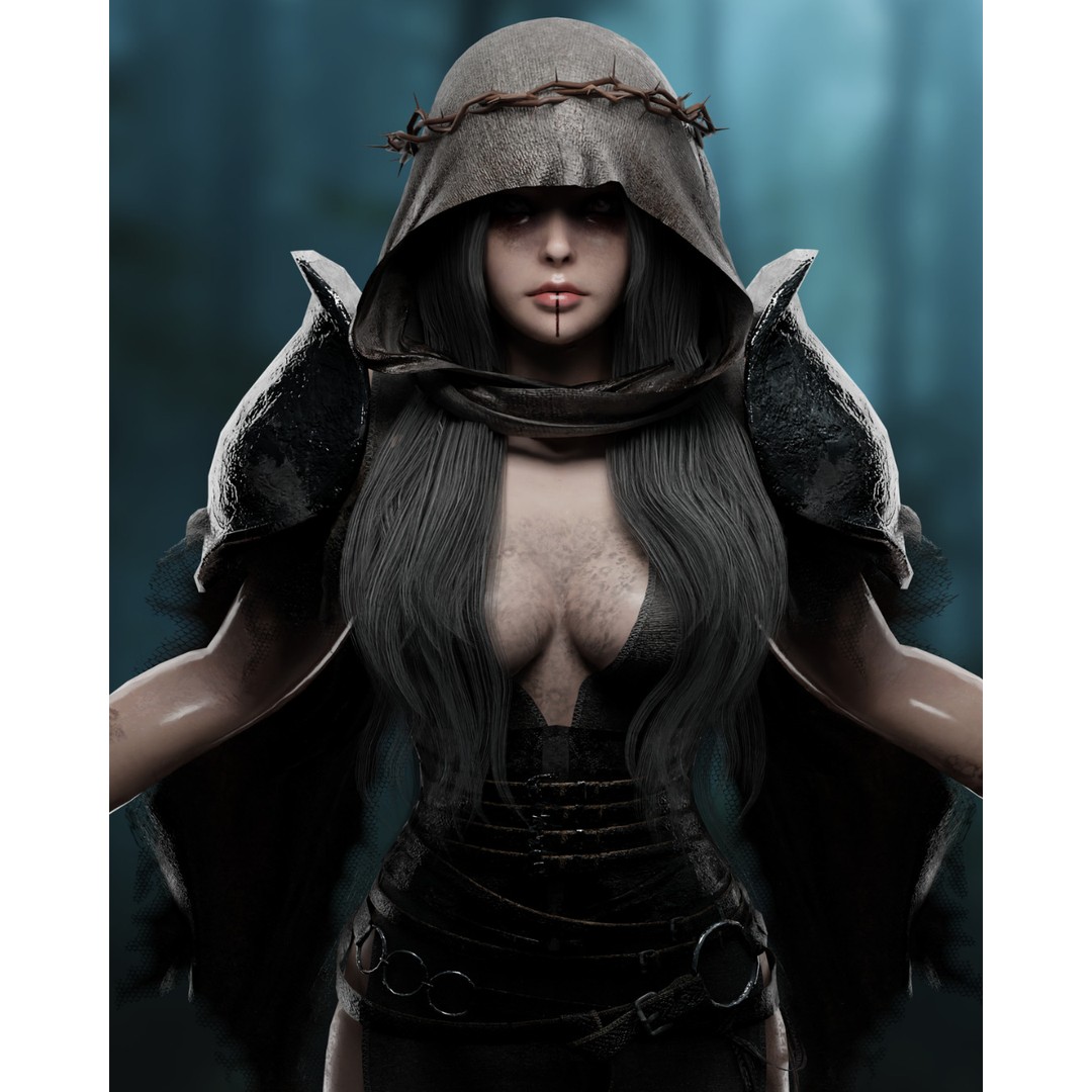 Skull Witch 3D Model – Low Poly Game Ready Character, FBX - View 26