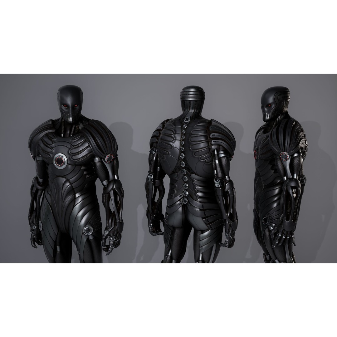 Robot 3D Model – Low Poly Sci-Fi Character, Rigged for UE4 - View 10