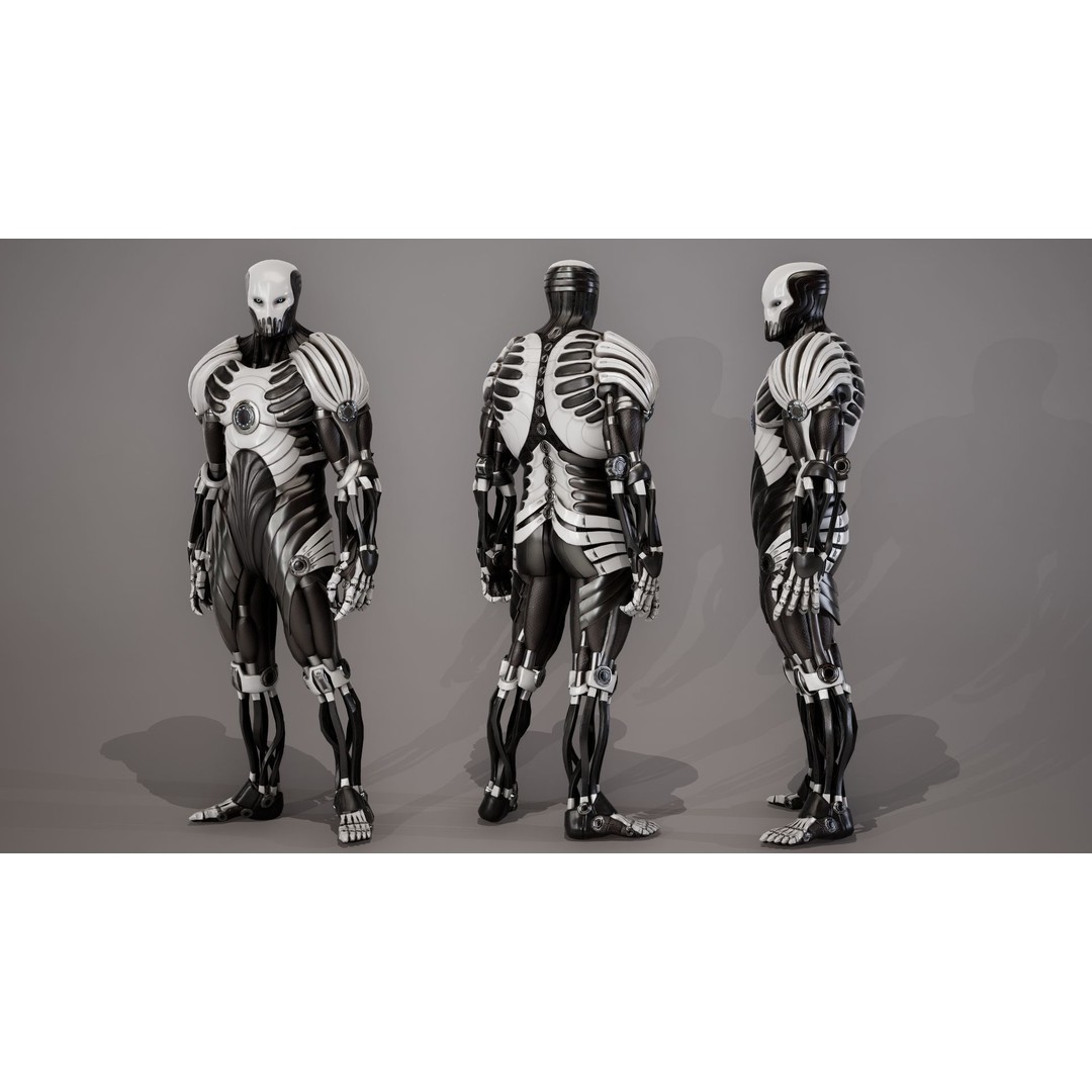 Robot 3D Model – Low Poly Sci-Fi Character, Rigged for UE4 - View 3