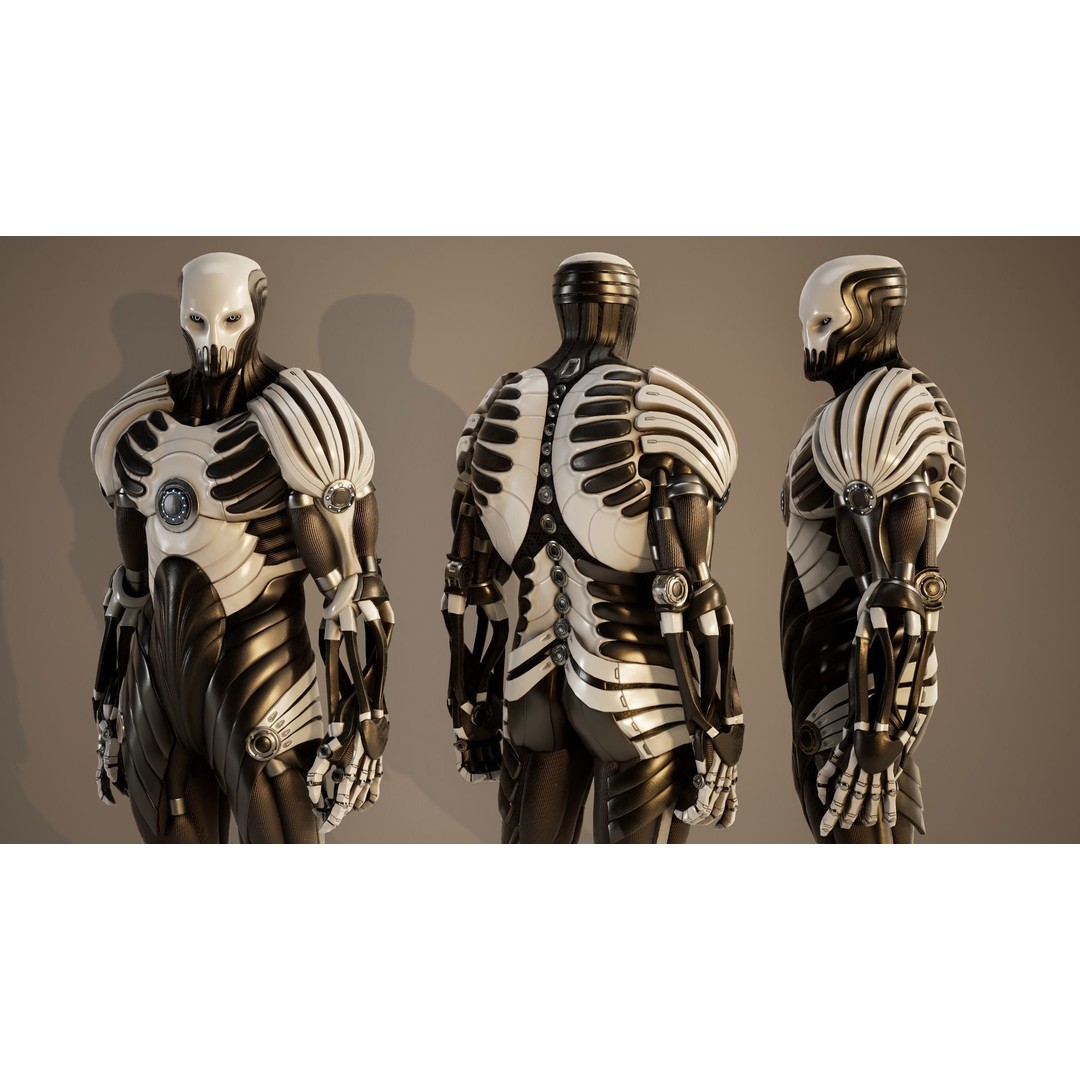 Robot 3D Model – Low Poly Sci-Fi Character, Rigged for UE4 - View 6