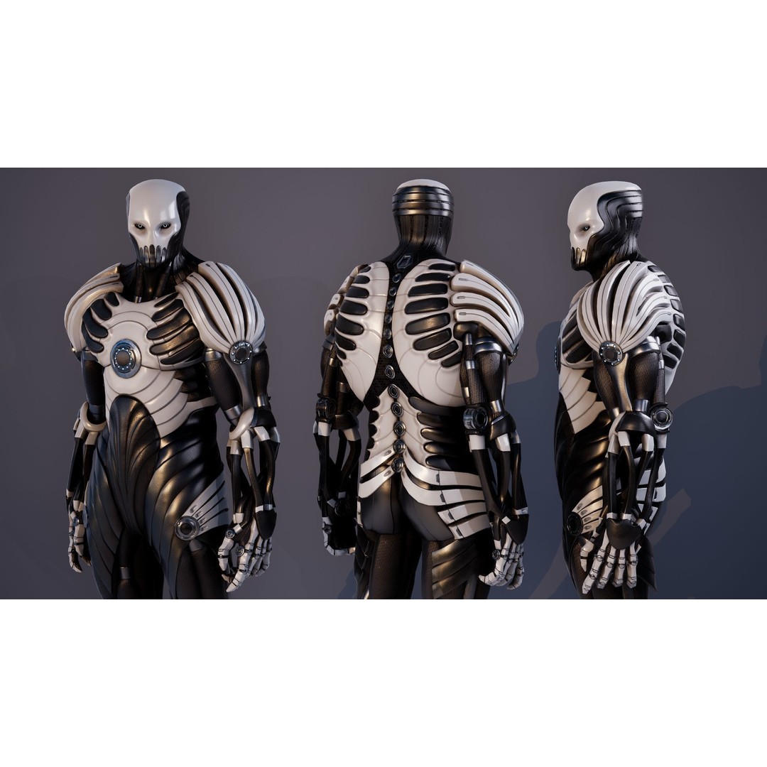 Robot 3D Model – Low Poly Sci-Fi Character, Rigged for UE4 - View 7