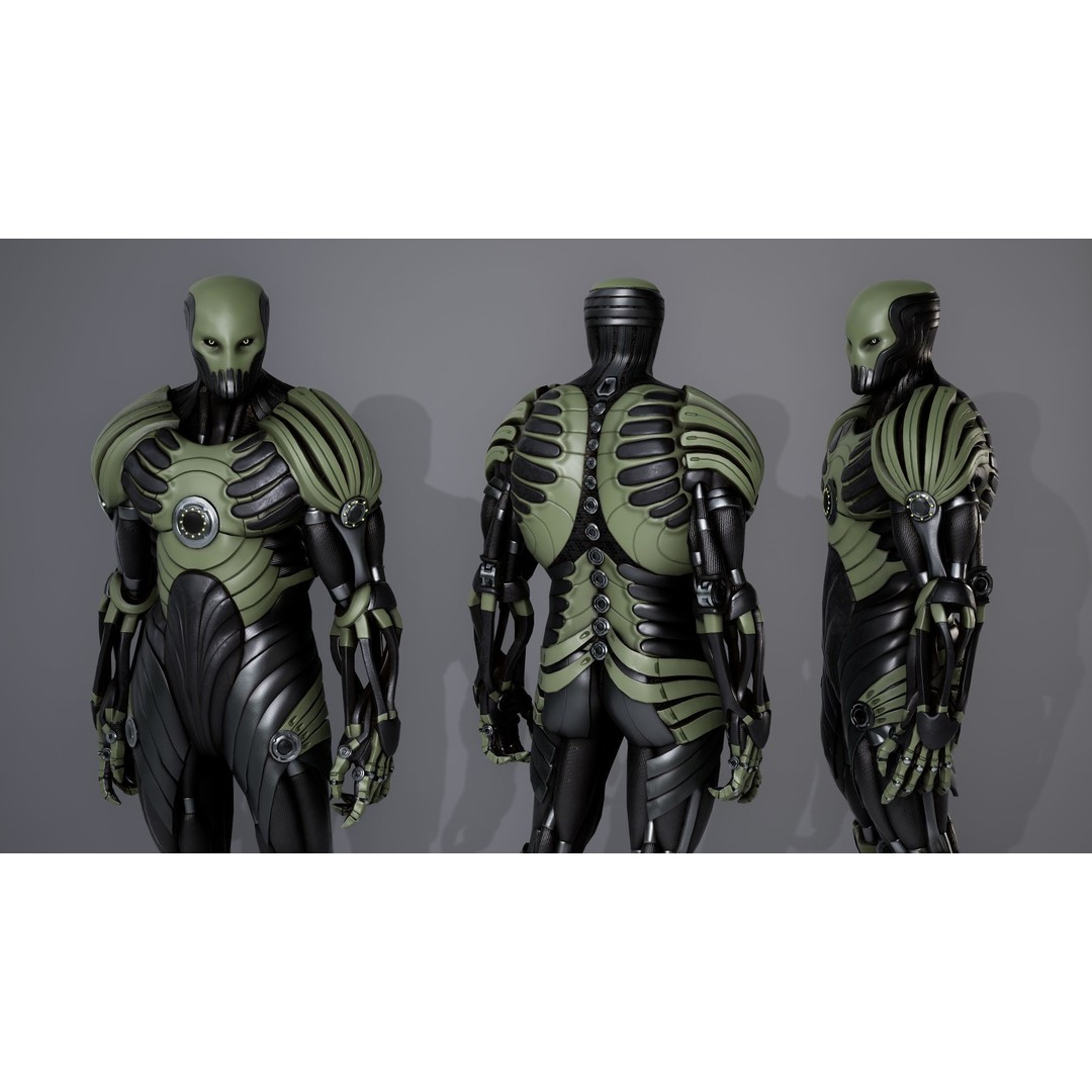 Robot 3D Model – Low Poly Sci-Fi Character, Rigged for UE4 - View 8