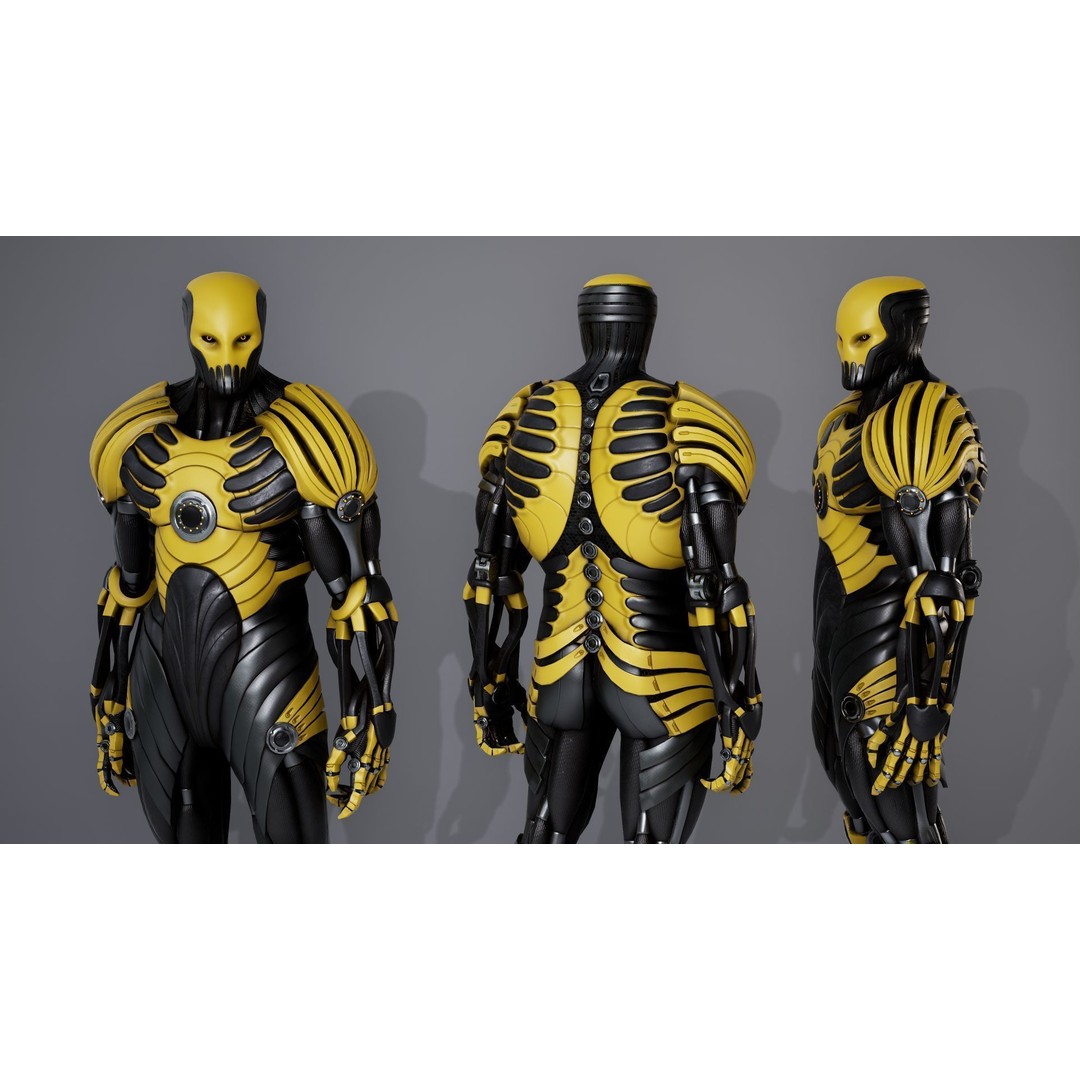 Robot 3D Model – Low Poly Sci-Fi Character, Rigged for UE4 - View 9
