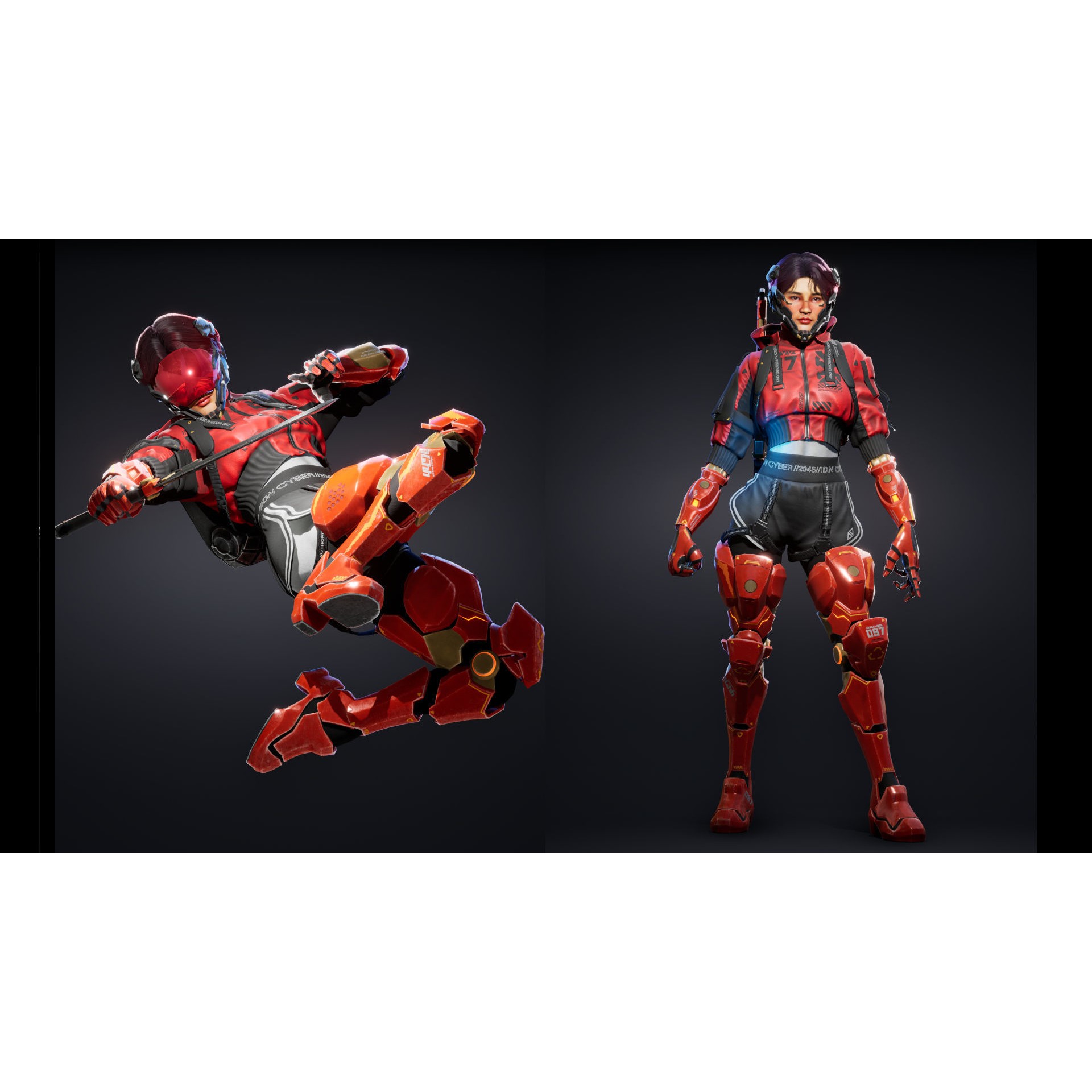 Cyberpunk Street Girl - Low-Poly Game-Ready 3D Model - View 4