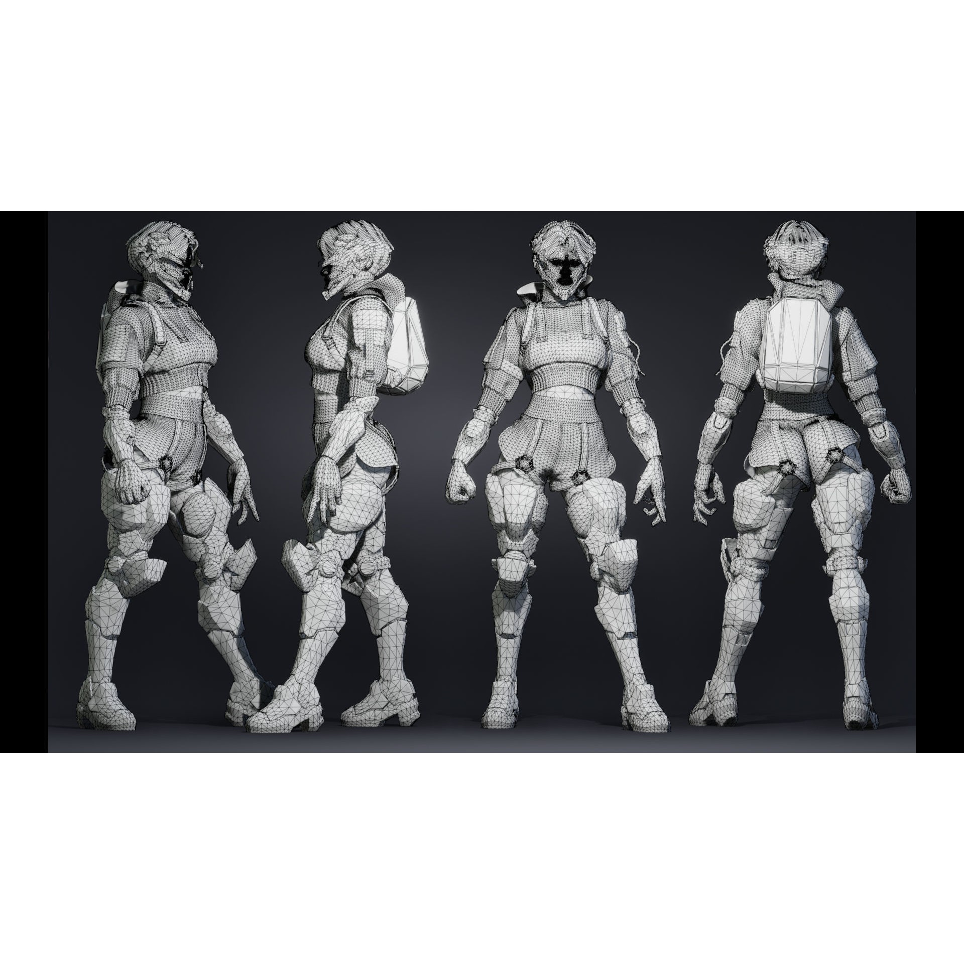 Cyberpunk Street Girl - Low-Poly Game-Ready 3D Model - View 6