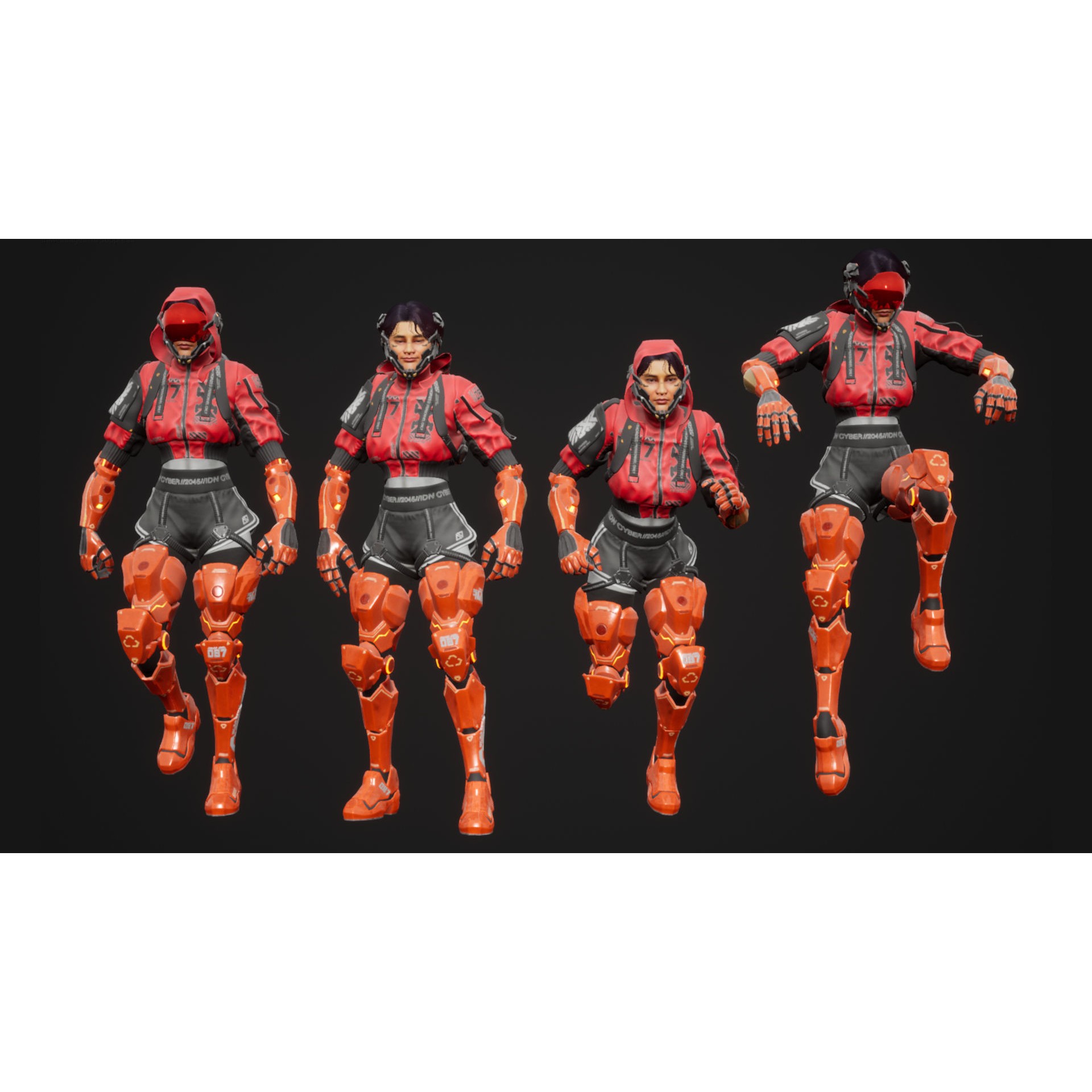 Cyberpunk Street Girl - Low-Poly Game-Ready 3D Model - View 7