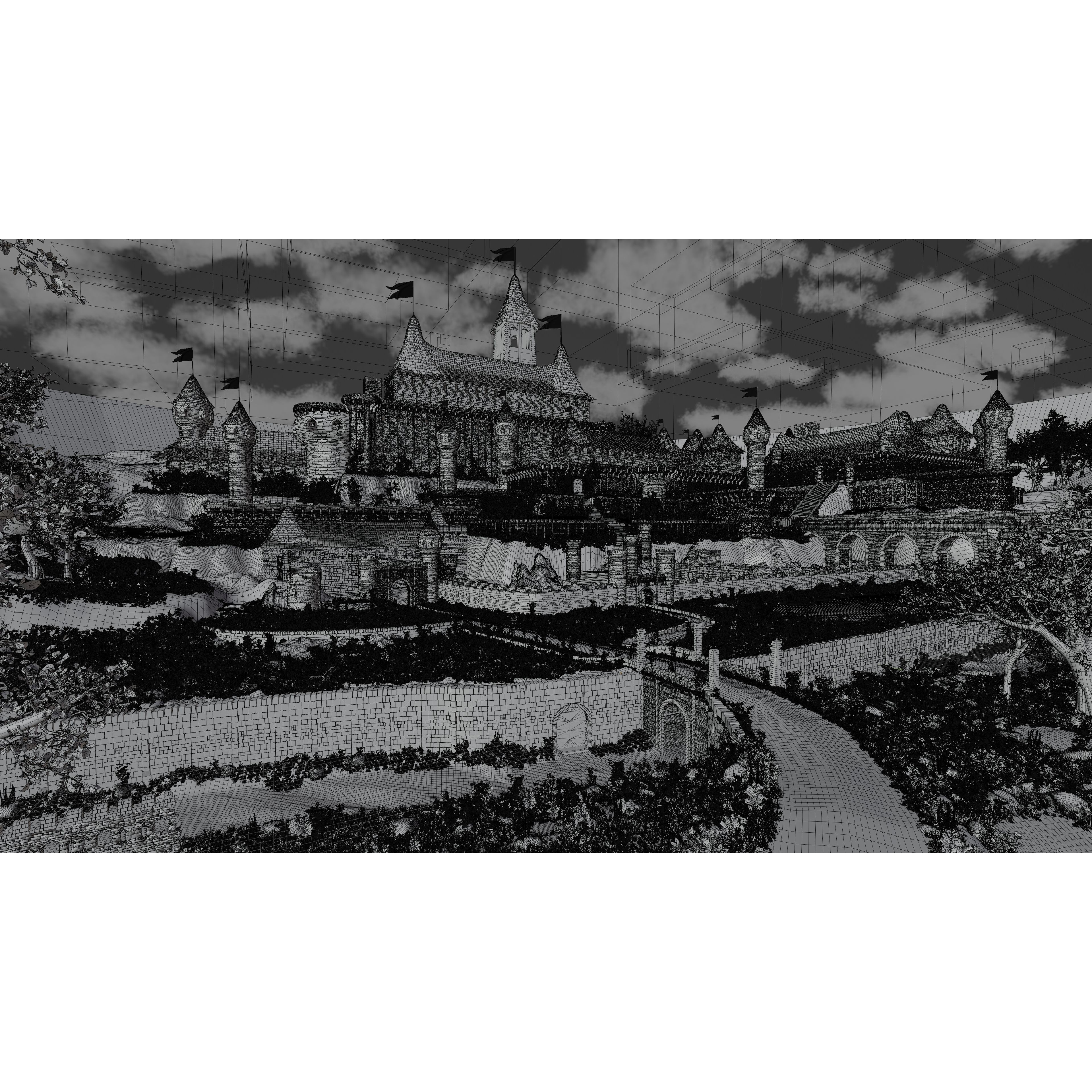 Castle Scene - Game-Ready 3D Model