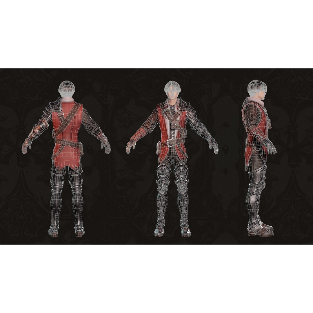 MMORPG Advanced Warrior 3D Model – Low-Poly Fantasy Character, FBX
